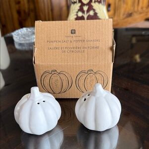 White Pumpkin Salt & Pepper Shakers. Brand new never used